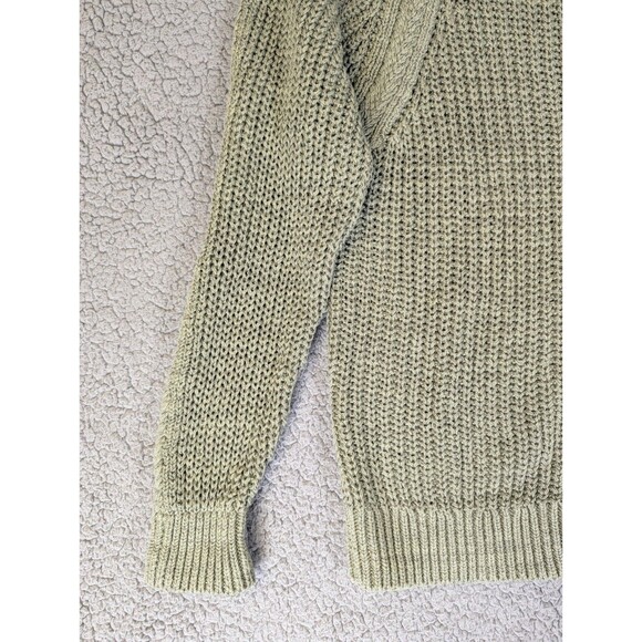 Garnet Hill Cardigan Sweater Women's Lrg Washed Olive Maren Organic Cotton Linen - Picture 4 of 12